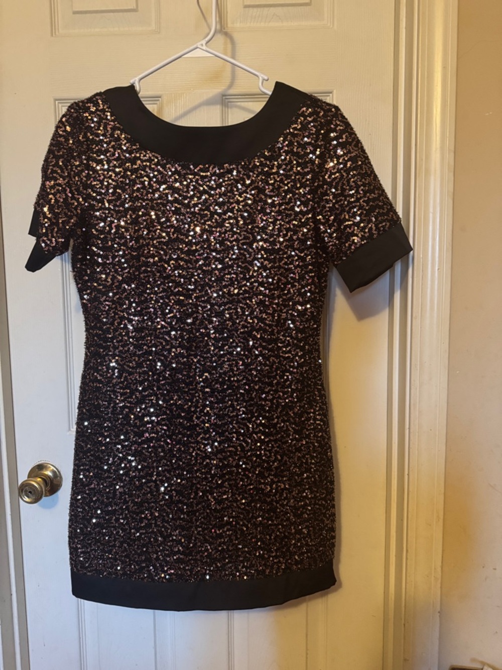 SHEIN Black and Rose Gold Sequin Mini Dress